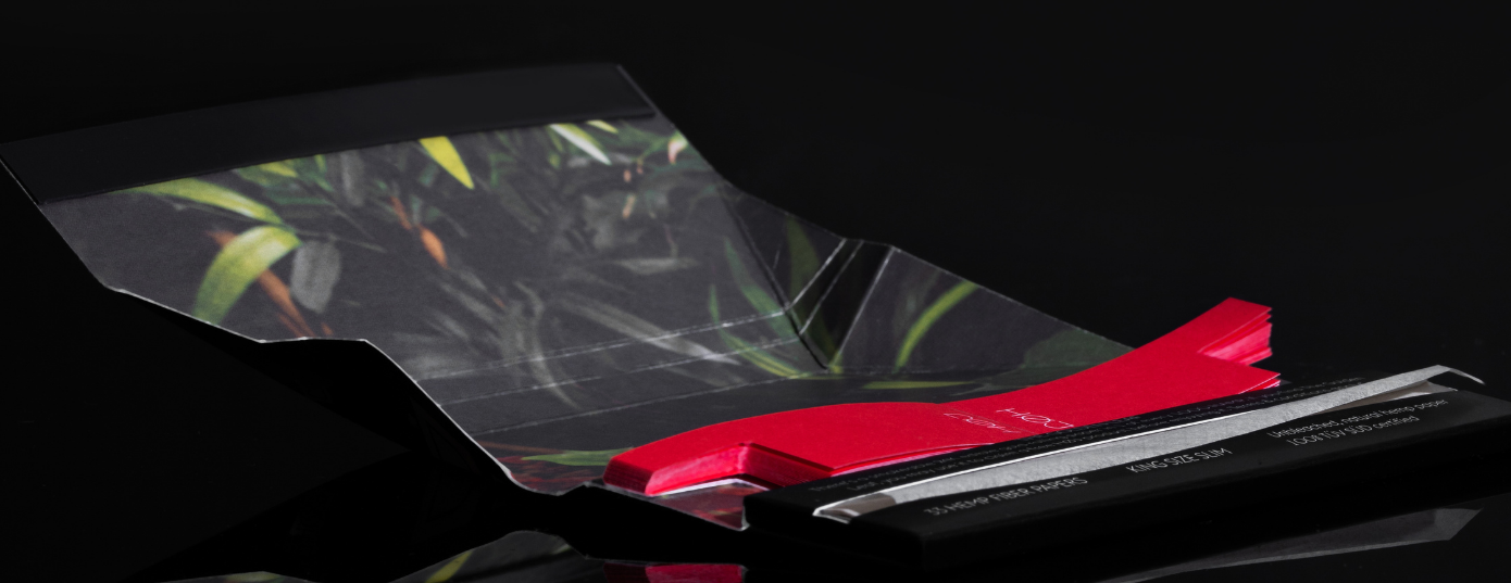 HAMP rolling papers open kit with red filters and unique design