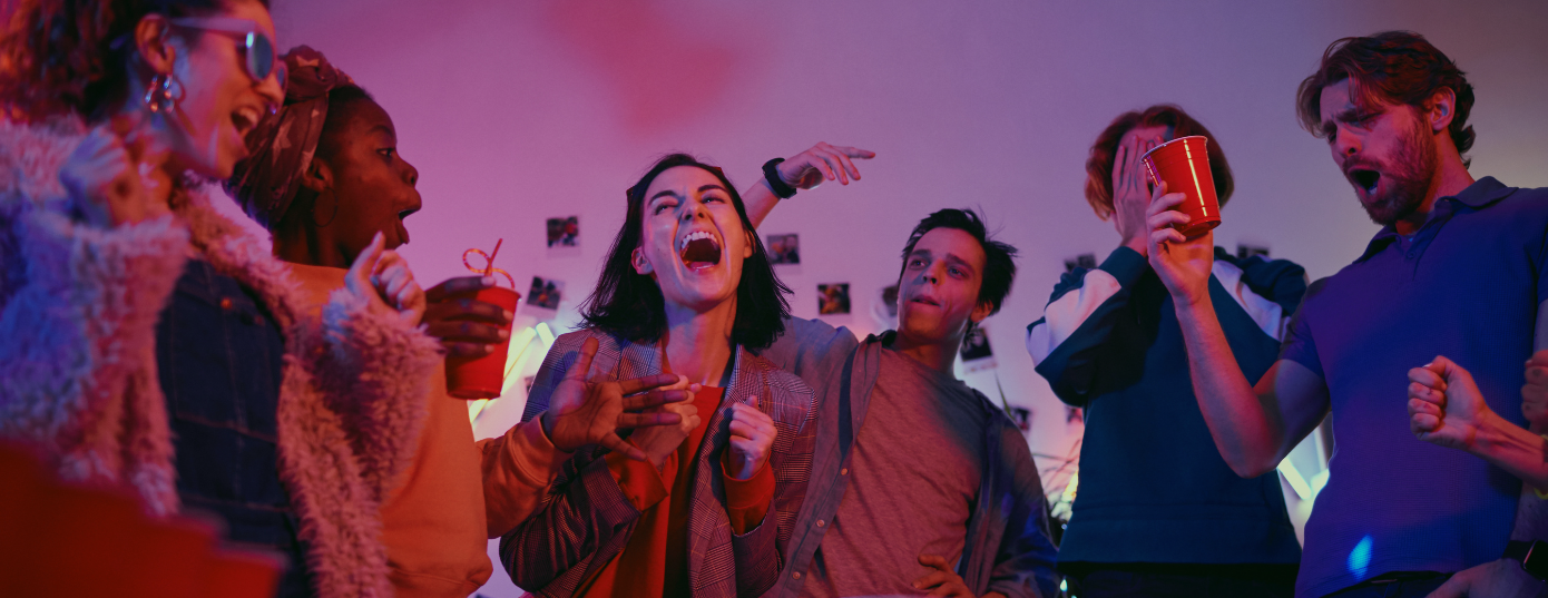 young people playing party games