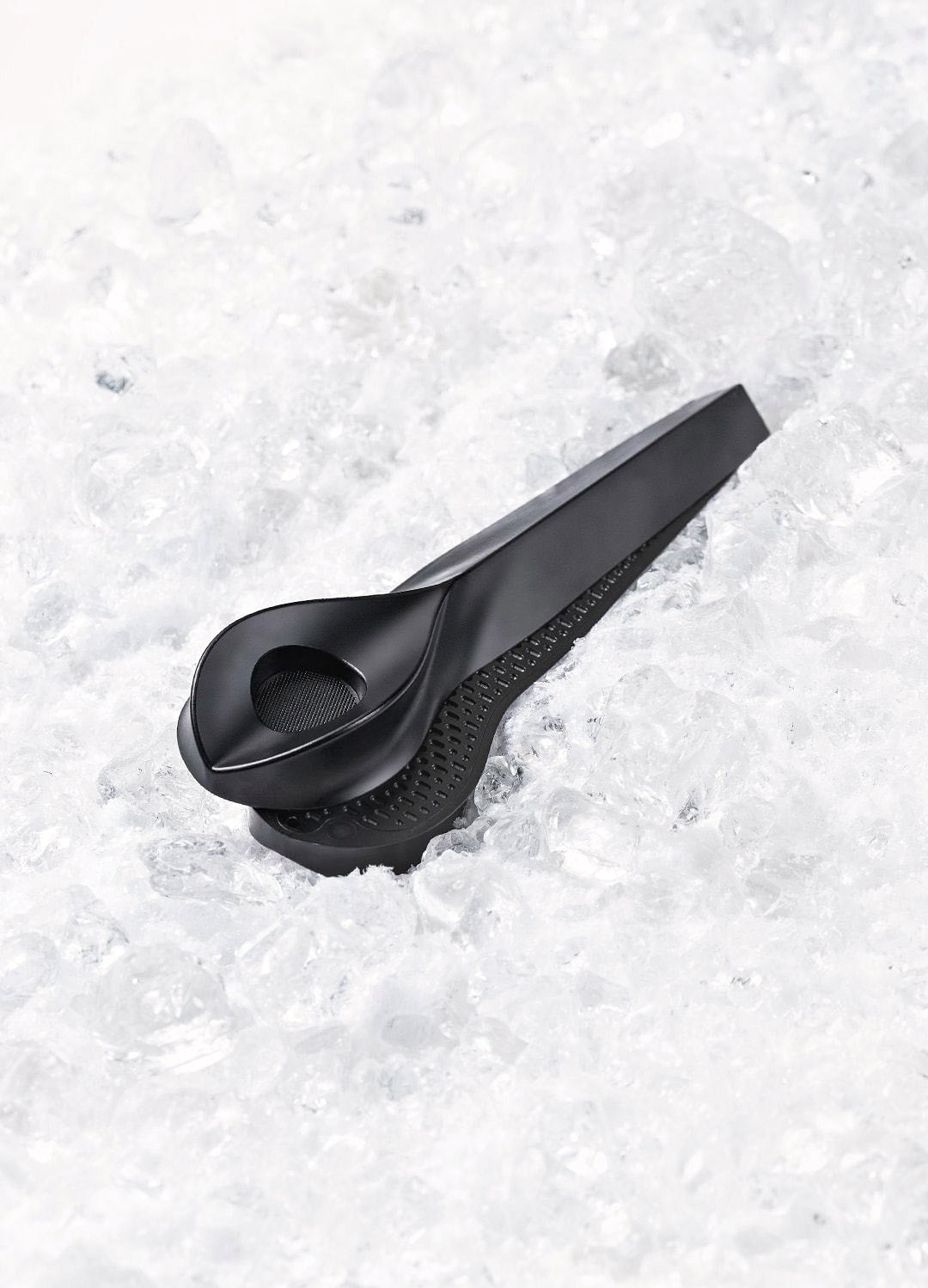 black pipe opened over ice