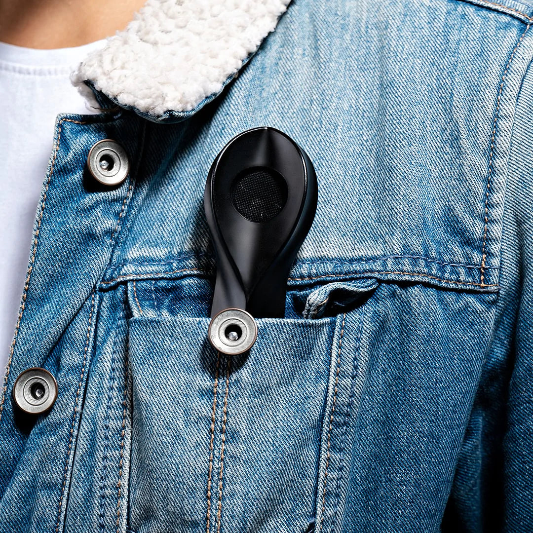 KOL pipe on a jean jacket pocket