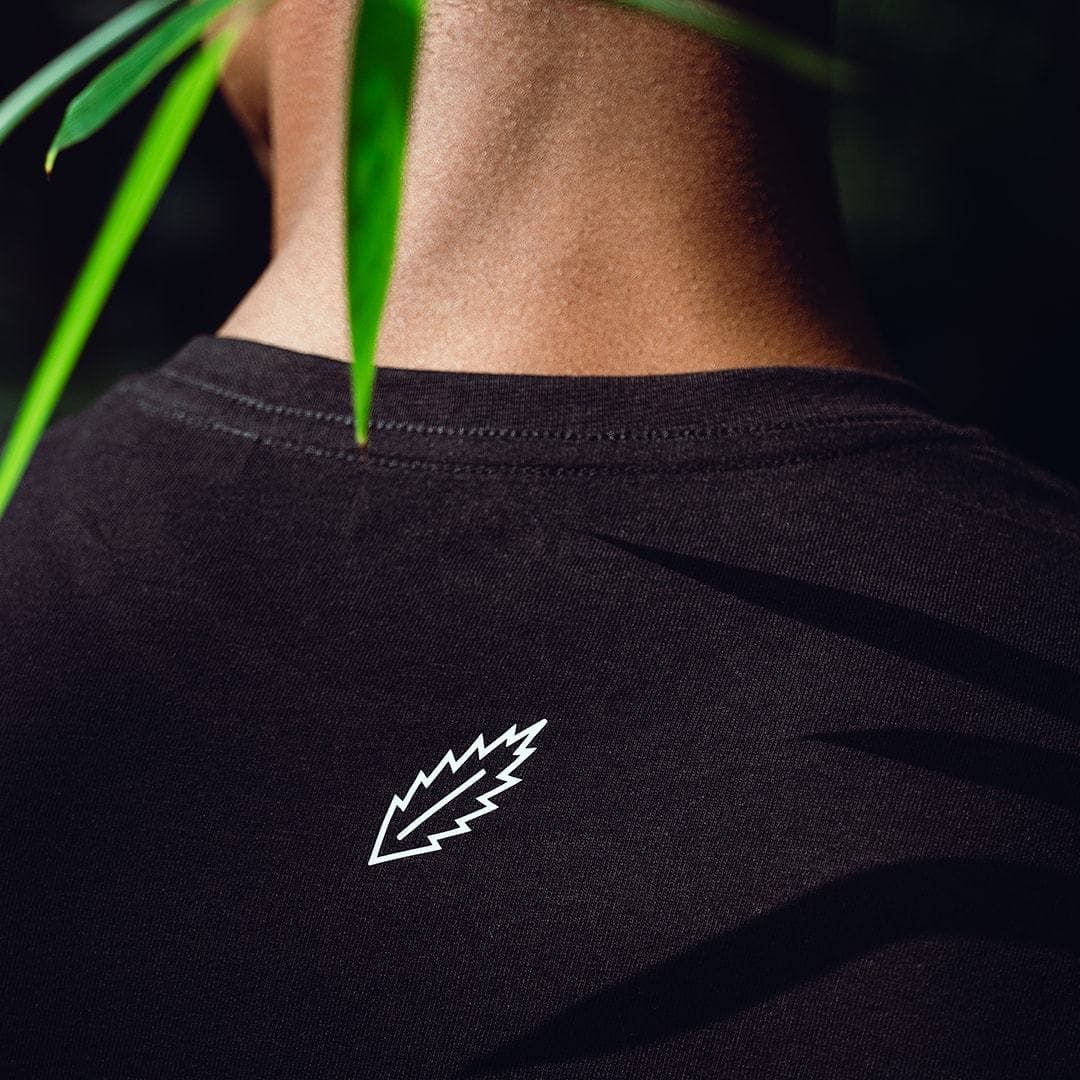 Back of black HOJ tshirt