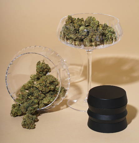 glasses of wine with weed and a grinder