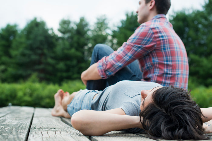 couple relaxing in a weed break