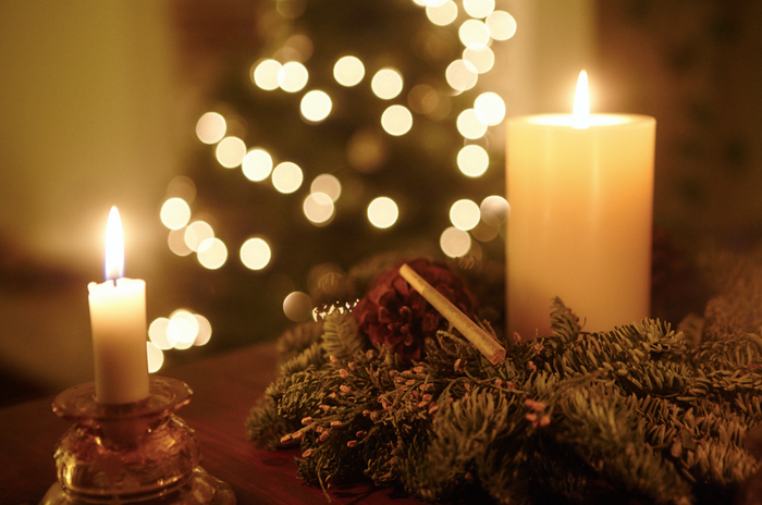 Christmas decorations with a cannabis joint