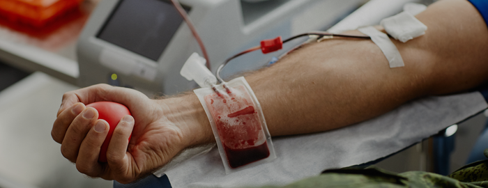 man donating blood