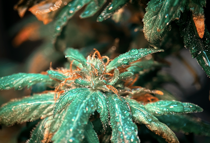 wet cannabis plant