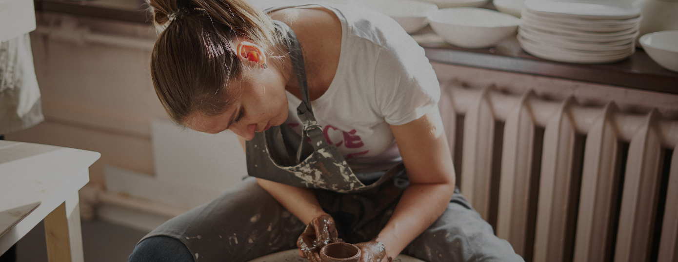 woman making pottery as a hobby