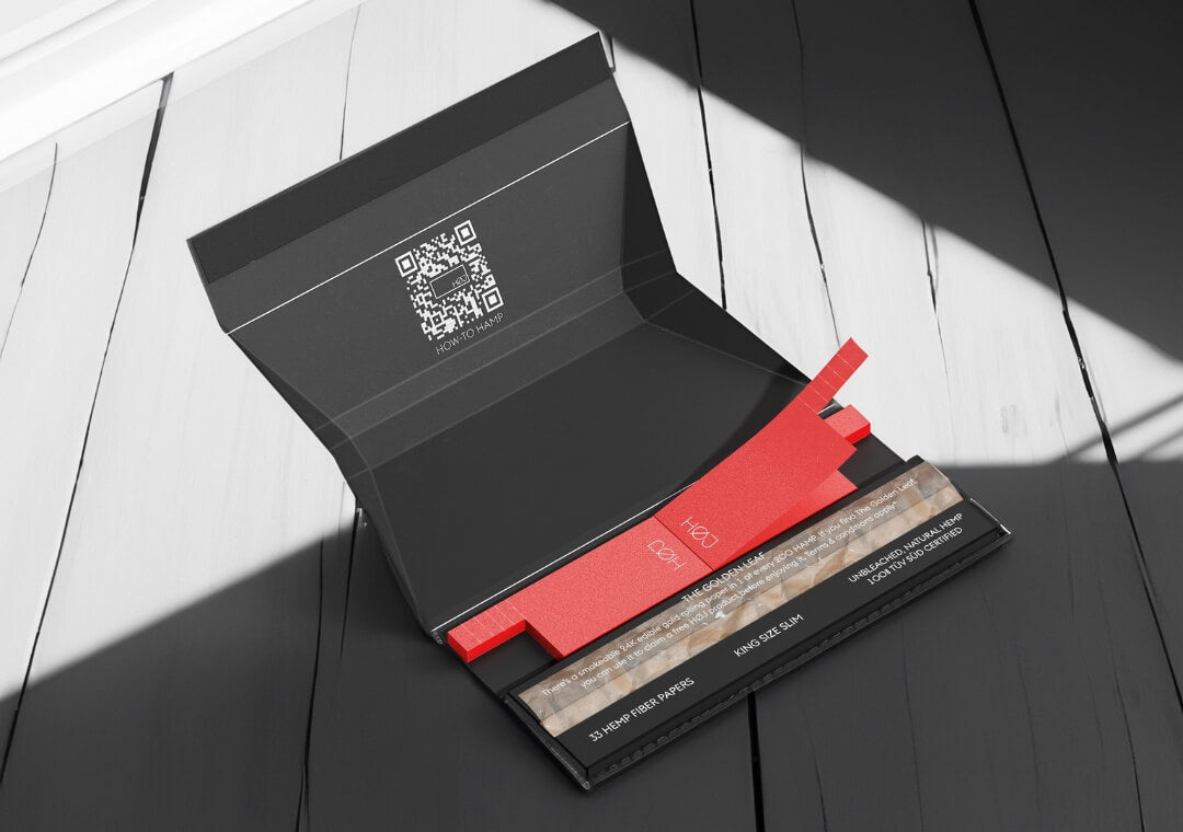 hemp rolling papers kit with red filters