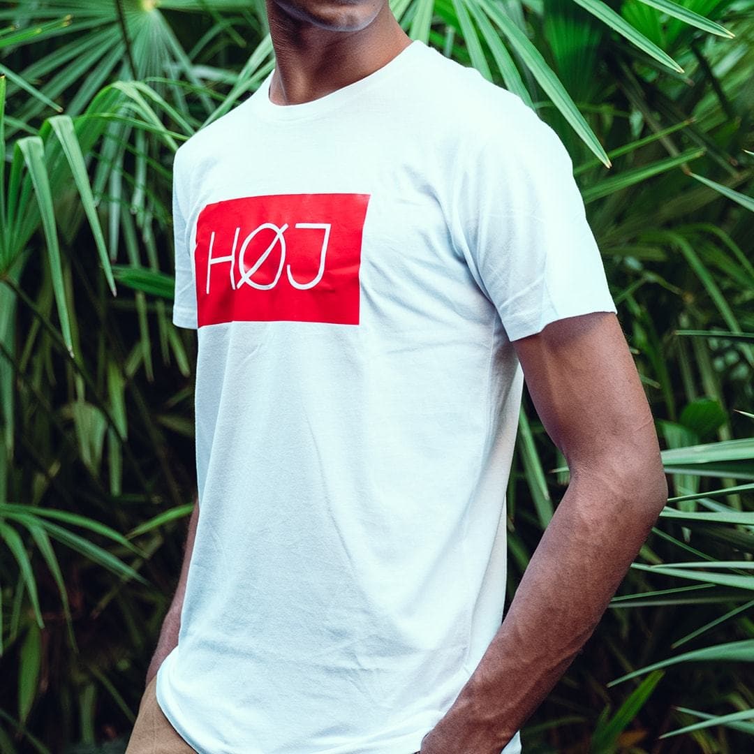 Man with white HOJ tshirt 