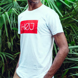 Man with white HOJ tshirt 
