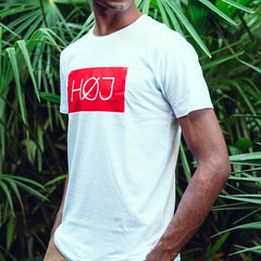 Man with white HOJ tshirt 